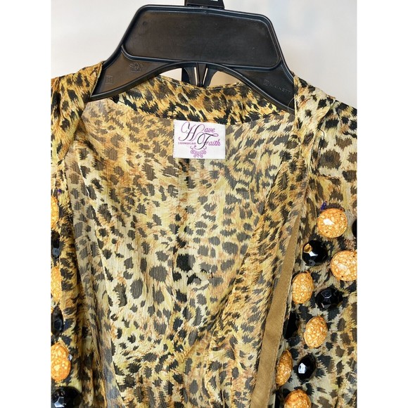 Have Faith Swimwear Leopard Print Coverup, Beaded Rhinestones Details Small - Picture 14 of 14